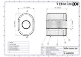 SS304 Oval Muffler Canister - Center Inlet/Outlet - 8.5" x 6.0" x 7.9"