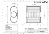 SS304 Oval Muffler Canister - Center Inlet/Outlet - 8.9" x 4.0" x 7.9"