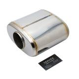 SS304 Oval Muffler Canister - Center Inlet/Outlet - 8.3" x 4.3" x 11.8"