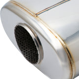 SS304 Oval Muffler Canister - Center Inlet/Outlet - 8.3" x 4.3" x 11.8"