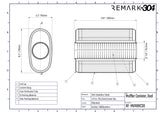SS304 Oval Muffler Canister - Center Inlet/Outlet - 8.3" x 4.3" x 11.8"