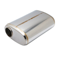 SS304 Oval Muffler Canister - Offset Inlet/Outlet - 8.3" x 4.3" x 11.8"