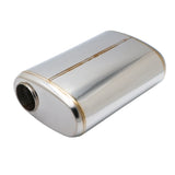 SS304 Oval Muffler Canister - Offset Inlet/Outlet - 8.3" x 4.3" x 11.8"