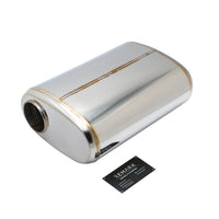SS304 Oval Muffler Canister - Offset Inlet/Outlet - 8.3" x 4.3" x 11.8"