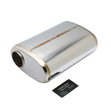 SS304 Oval Muffler Canister - Offset Inlet/Outlet - 8.3" x 4.3" x 11.8"