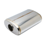 SS304 Oval Muffler Canister - Offset Inlet/Outlet - 8.3" x 4.3" x 11.8"