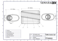 SS304 Oval Muffler Canister - Offset Inlet/Outlet - 8.3" x 4.3" x 11.8"