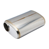 SS304 Oval Muffler Canister - Offset Inlet/Outlet - 8.3" x 4.3" x 11.8"
