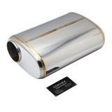 SS304 Oval Muffler Canister - Offset Inlet/Outlet - 8.3" x 4.3" x 11.8"