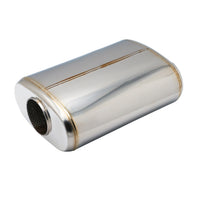 SS304 Oval Muffler Canister - Offset Inlet/Outlet - 8.3" x 4.3" x 11.8"