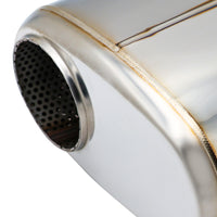 SS304 Oval Muffler Canister - Offset Inlet/Outlet - 8.3" x 4.3" x 11.8"