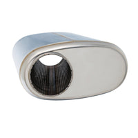 SS304 Oval Muffler Canister - Offset Inlet/Outlet - 8.3" x 4.3" x 11.8"