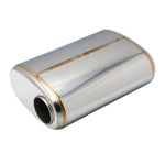 SS304 Oval Muffler Canister - Offset Inlet/Outlet - 8.3" x 4.3" x 11.8"