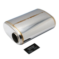 SS304 Oval Muffler Canister - Offset Inlet/Outlet - 8.3" x 4.3" x 11.8"