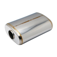 SS304 Oval Muffler Canister - Offset Inlet/Outlet - 8.3" x 4.3" x 11.8"
