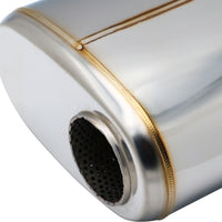 SS304 Oval Muffler Canister - Offset Inlet/Outlet - 8.3" x 4.3" x 11.8"