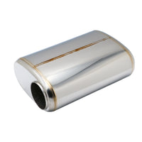 SS304 Oval Muffler Canister - Offset Inlet/Outlet - 8.3" x 4.3" x 11.8"