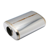 SS304 Oval Muffler Canister - Offset Inlet/Outlet - 8.3" x 4.3" x 11.8"