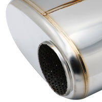 SS304 Oval Muffler Canister - Offset Inlet/Outlet - 8.3" x 4.3" x 11.8"