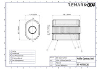 SS304 Oval Muffler Canister - Center Inlet/Outlet - 8.5" x 6.0" x 11.8"
