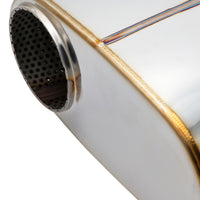 SS304 Oval Muffler Canister - Offset Inlet/Outlet - 8.9" x 4.0" x 11.8"