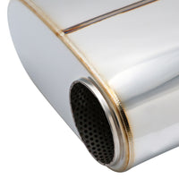 SS304 Oval Muffler Canister - Offset Inlet/Outlet - 8.9" x 4.0" x 11.8"
