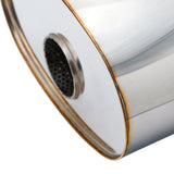 SS304 Oval Muffler Canister - Offset Inlet/Outlet - 10.2" x 6.3" x 11.8"
