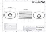 SS304 Oval Muffler Canister - Offset Inlet/Outlet - 10.2" x 6.3" x 11.8"