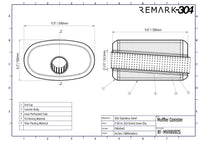 SS304 Oval Muffler Canister - Offset Inlet/Outlet - 11.0" x 6.3" x 11.8"