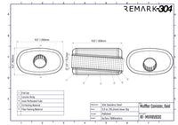 SS304 Oval Muffler Canister - Offset Inlet/Outlet - 11.0" x 6.3" x 11.8"