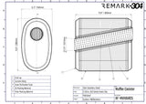 SS304 Oval Muffler Canister - Offset Inlet/Outlet - 11.0" x 6.0" x 11.8"
