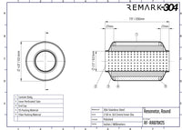 SS304 Round Resonator Canister - Center Inlet/Outlet - 4.7" x 7.9"