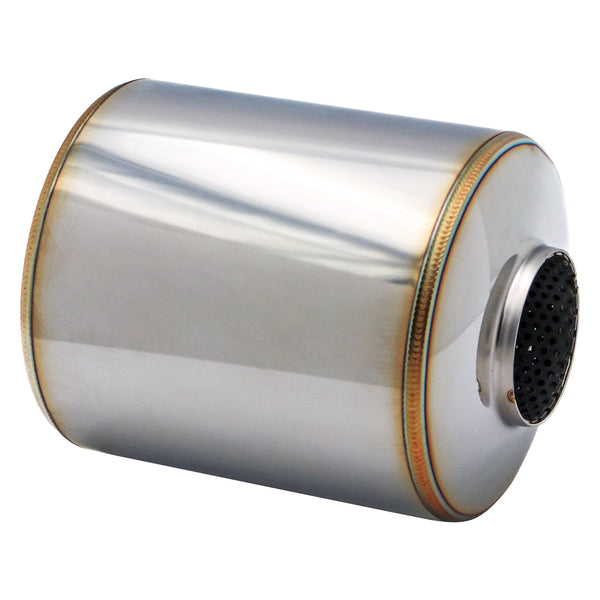 SS304 Round Resonator Canister - Center Inlet/Outlet - 5.7" x 7.9"