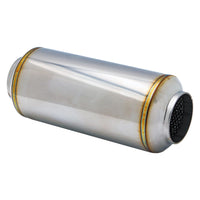 SS304 Round Resonator Canister - Center Inlet/Outlet - 4.7" x 11.8"