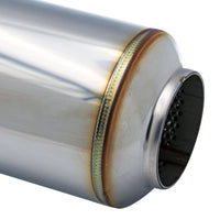 SS304 Round Resonator Canister - Center Inlet/Outlet - 4.7" x 15.7"