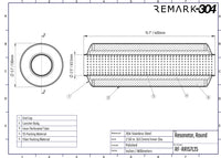SS304 Round Resonator Canister - Center Inlet/Outlet - 5.1" x 15.7"