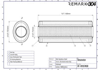 SS304 Oval Resonator Canister - Center Inlet/Outlet - 6.0" x 15.7"
