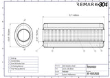 SS304 Oval Resonator Canister - Center Inlet/Outlet - 6.0" x 15.7"