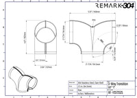 304 Stainless Steel 3-Way Transition, 90°